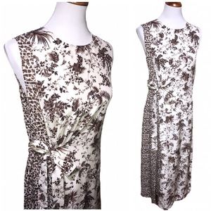 Tory Burch Silk Giraffe & Palm Cream Maxi Dress